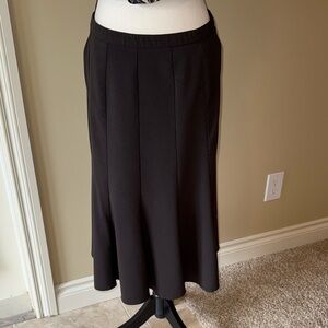 Laura Petite Flare Skirt A-Line Brown Midi Flowy Side Zipper Office Size 8
